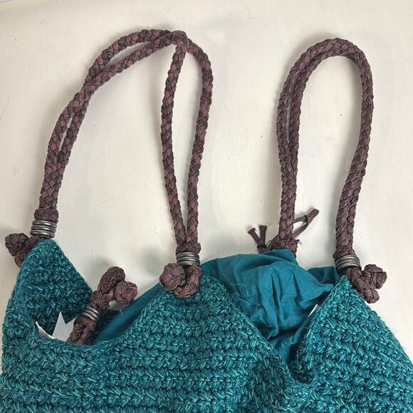 Sakroots Green and Brown Shoulder Bag with Bohemian Knit Design - Picture 7 of 10